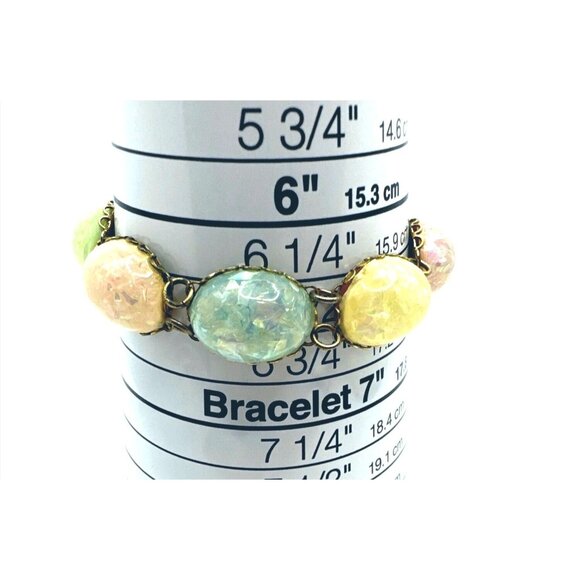 Vintage 50s CORO Pegasus Confetti Bracelet Cabochon Pastels Lucite Grannycore - Picture 7 of 12